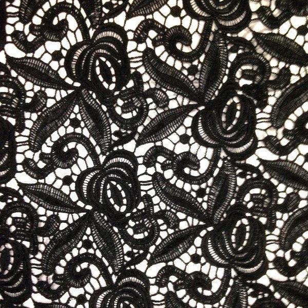 Black Rose Guipure French Venice Lace - Image 4