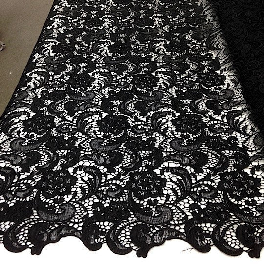 Black Sunflower Guipure French Venice Lace - Image 3