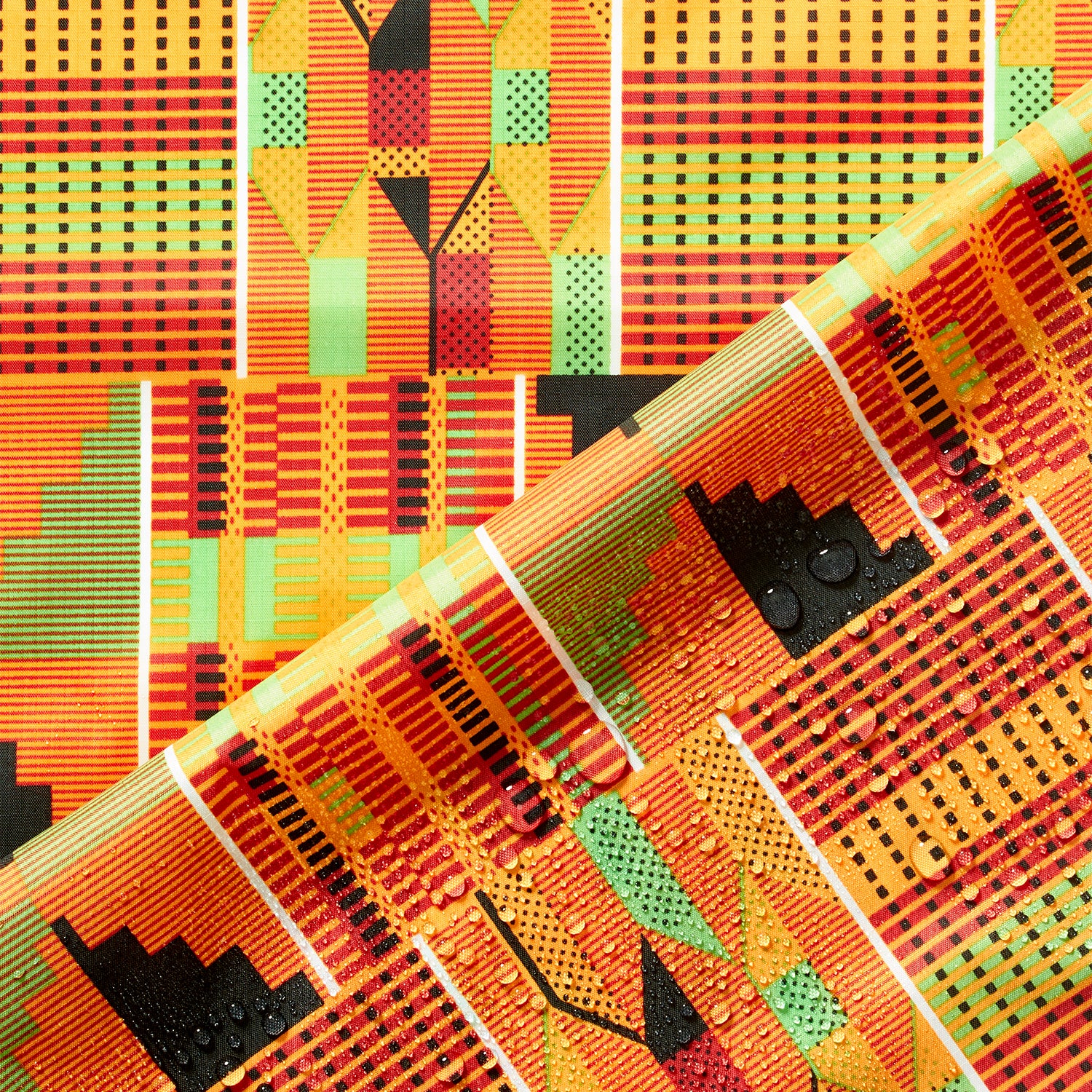 Ottertex® Waterproof 70D (1.9oz) DWR and PU Coated Nylon Ripstop - Kente Print - Image 6