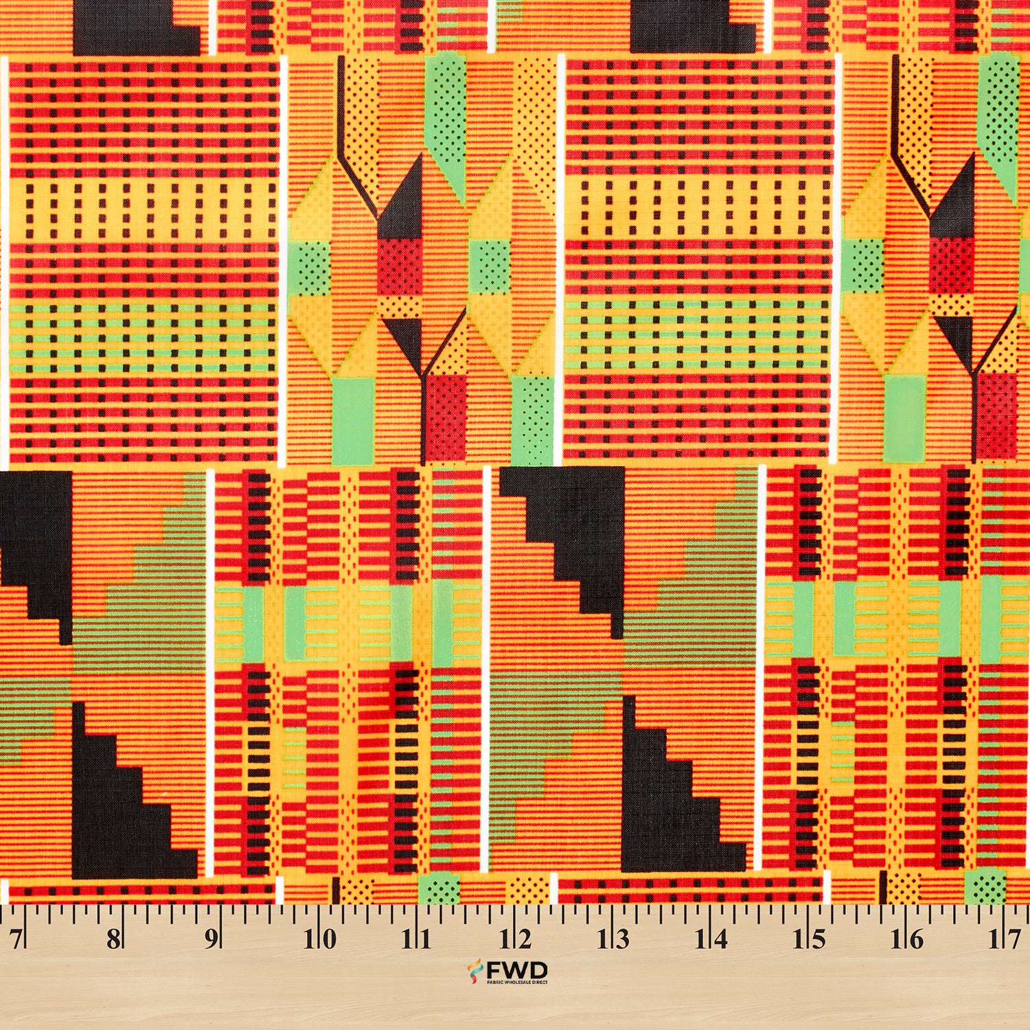 Ottertex® Waterproof 70D (1.9oz) DWR and PU Coated Nylon Ripstop - Kente Print - Image 7