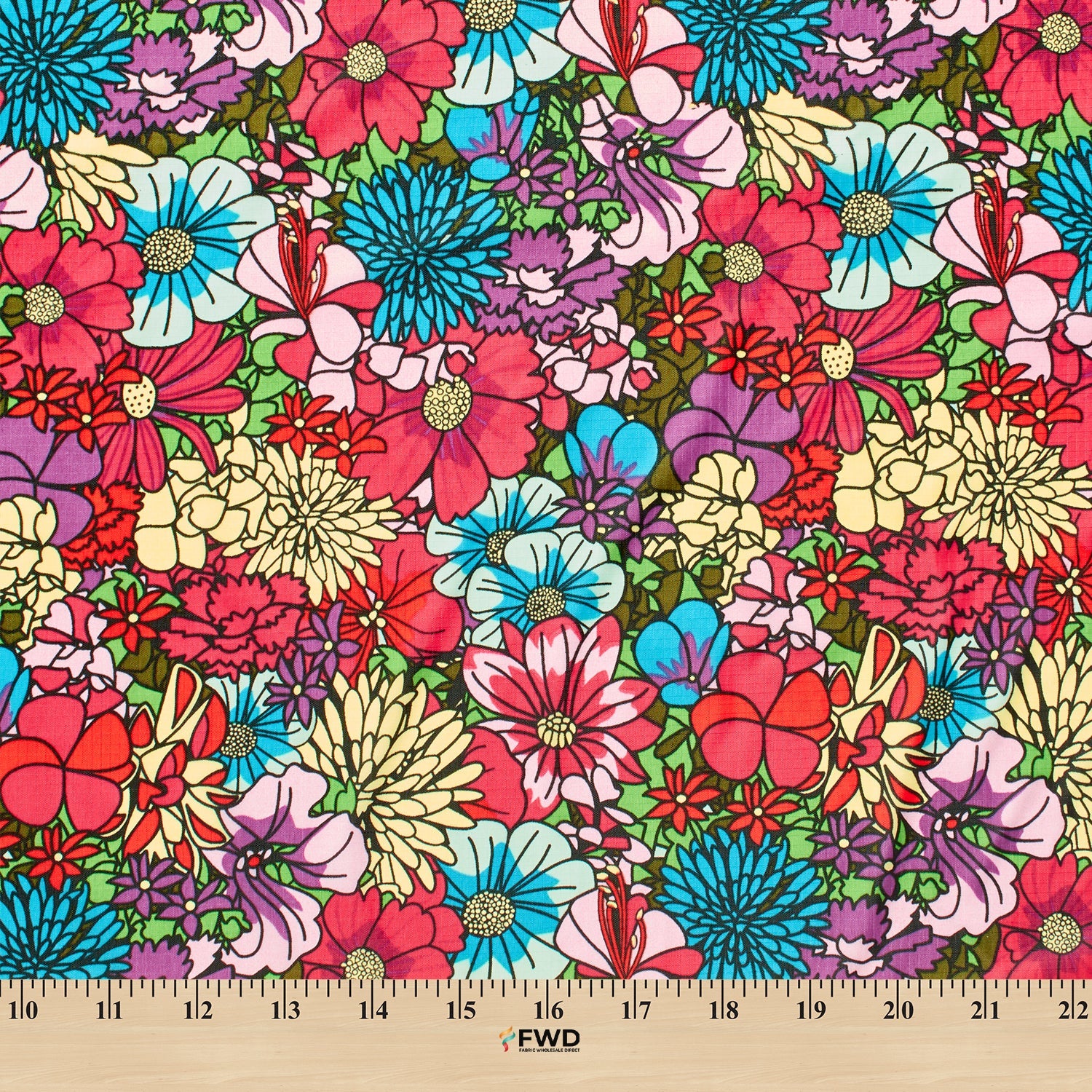 Ottertex® Waterproof 70D (1.9oz) DWR and PU Coated Nylon Ripstop - Meadow Print - Image 3