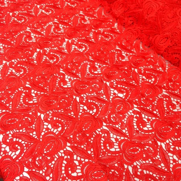 Red Rose Guipure French Venice Lace - Image 3