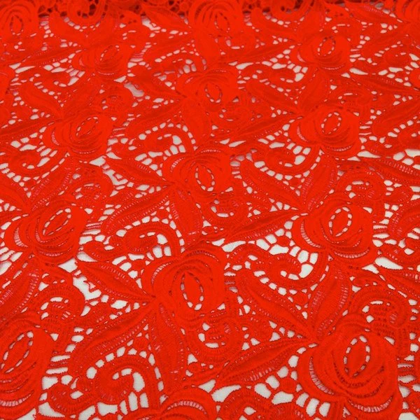 Red Rose Guipure French Venice Lace - Image 4
